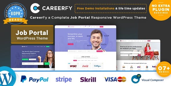 Carrerfy Nulled WordPress Job Board Theme Preview