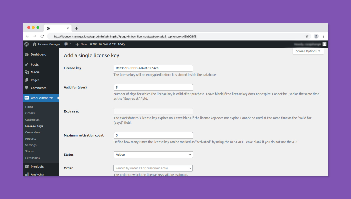 FS-License-Manager WordPress plugin for managing licenses