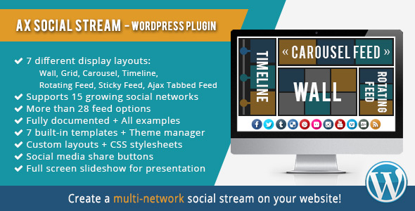 AX Social Stream WordPress plugin — social media feed aggregator and display
